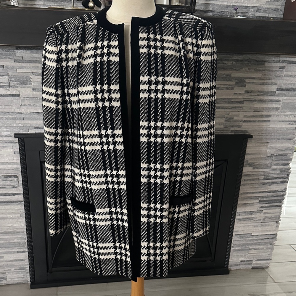 Women's Black and White Plaid Jacket size 12